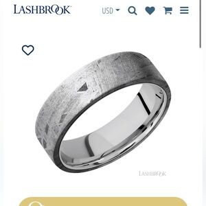 NEW Lashbrook men’s wedding or fashion band. Meteorite with Cobalt Chrome